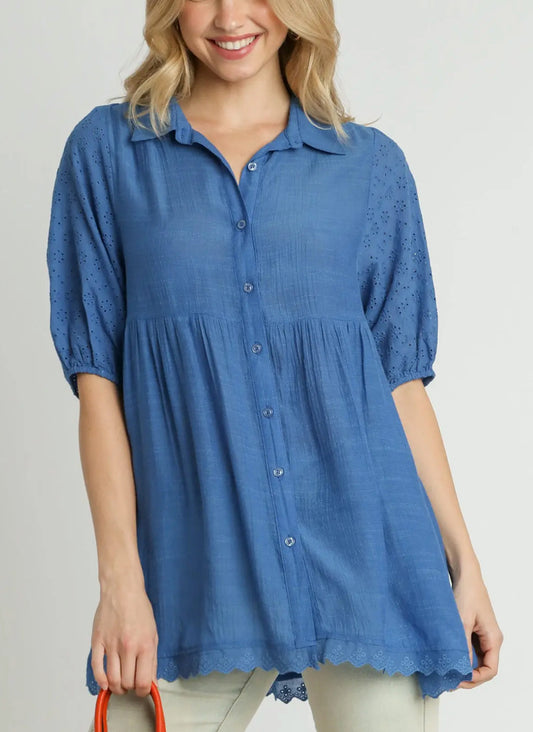 UMGEE Eyelet Collar Button Down