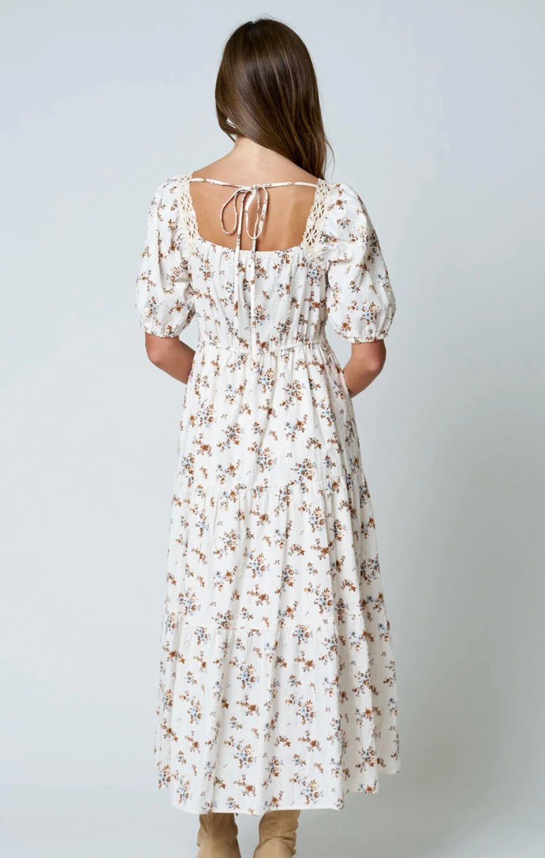 Floral Clip Dot Crochet Lace Dress