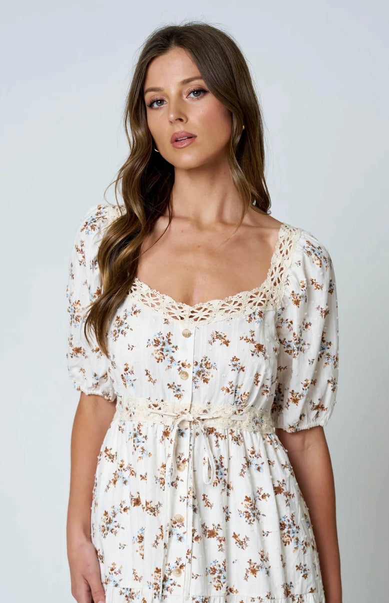 Floral Clip Dot Crochet Lace Dress