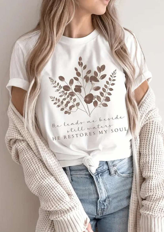 He Leads Me Tee
