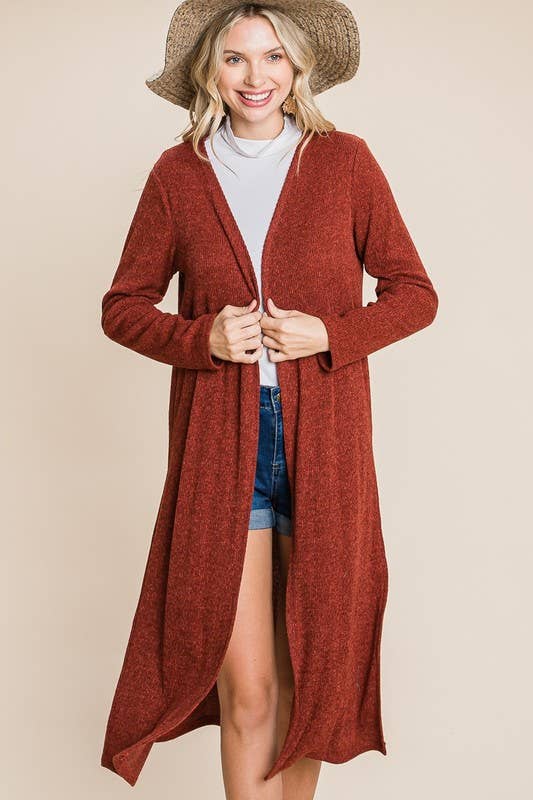 Two-Tone Ribbed Longline Cardigan