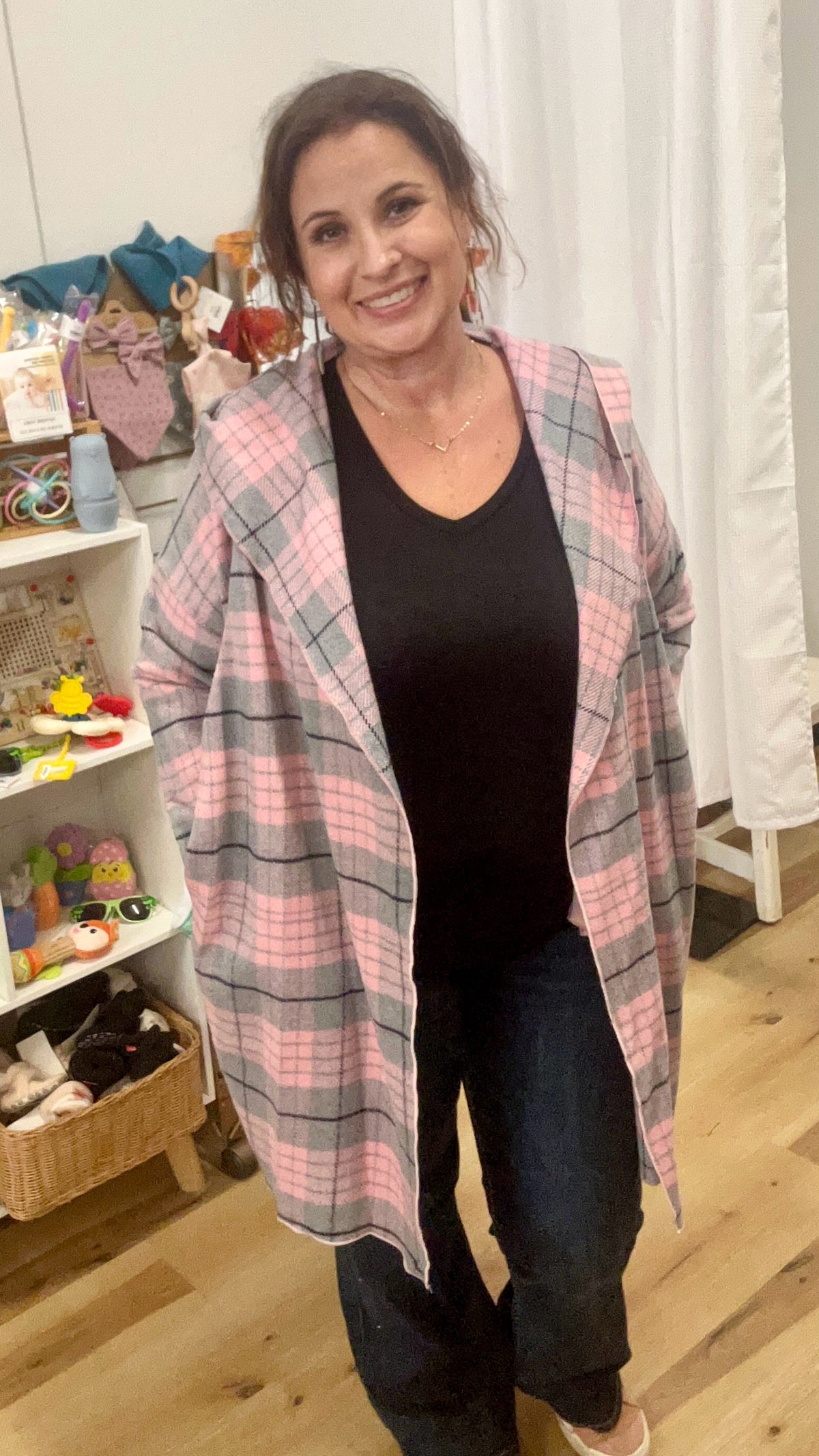 PLAID POCKETED HOODIE JACKET