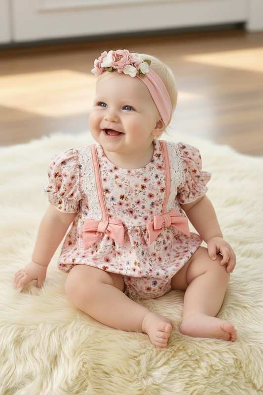Multi-Color Ditsy floral baby romper