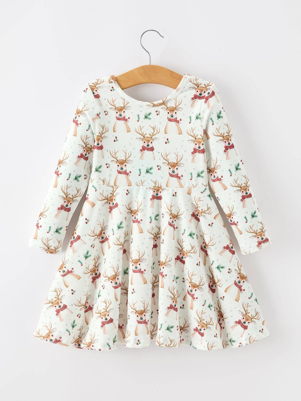 Girls Reindeer Christmas Twirl  Dress