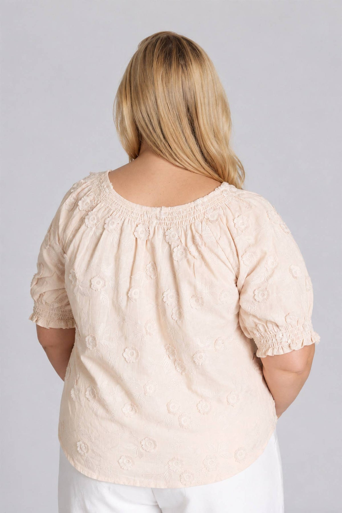 PLUS EMBROIDERED 3D FLORAL  BLOUSE