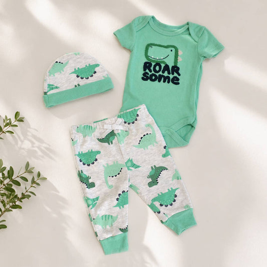 Baby 3pcs Chenille Applique Bodysuit Hat Pants Set