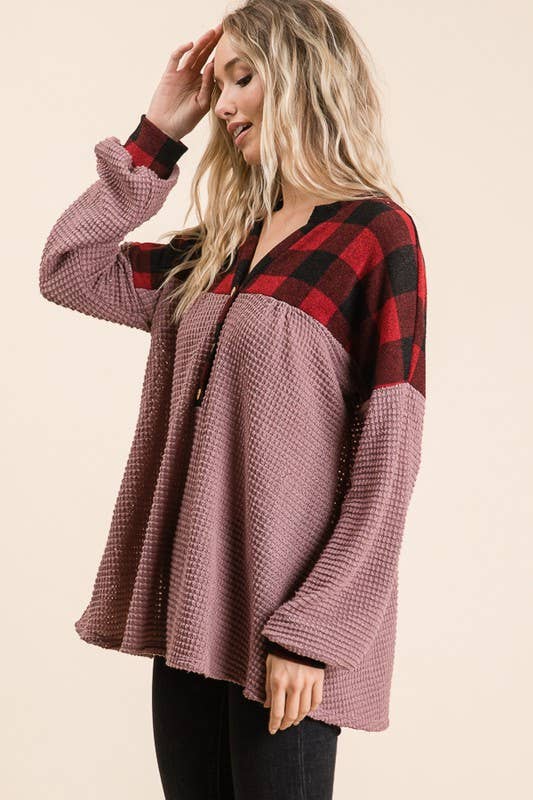 Heavy Waffle Buffalo Plaid Tunic