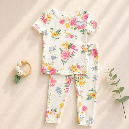 95% Viscose from Bamboo Floral Pattern Kids Pajama Pants Set