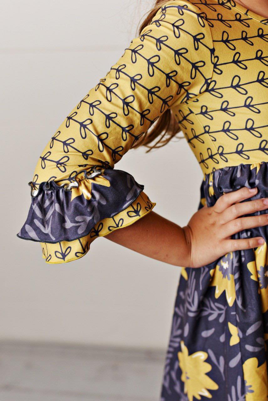 Oopsie Daisy Mustard Twirl Dress