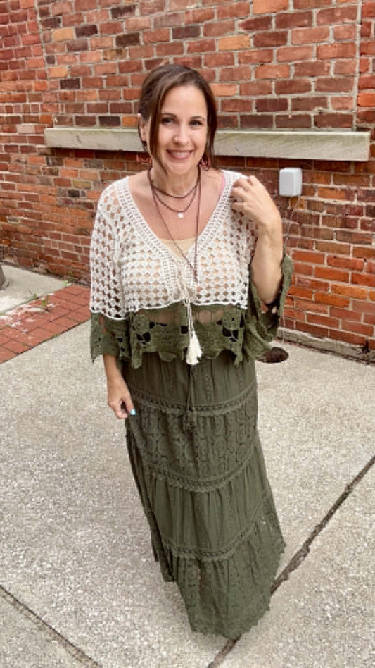 Boho Color Block Crochet Top