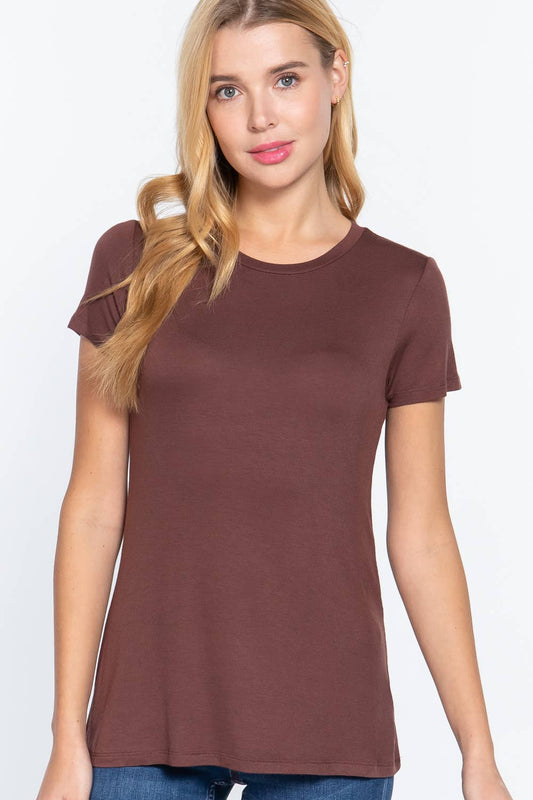 Short Sleeve Crew Neck Rayon Spandex Jersey Top