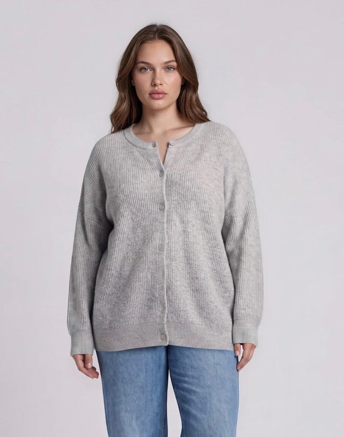 Plus Size Round Neck Button Down Cardigan