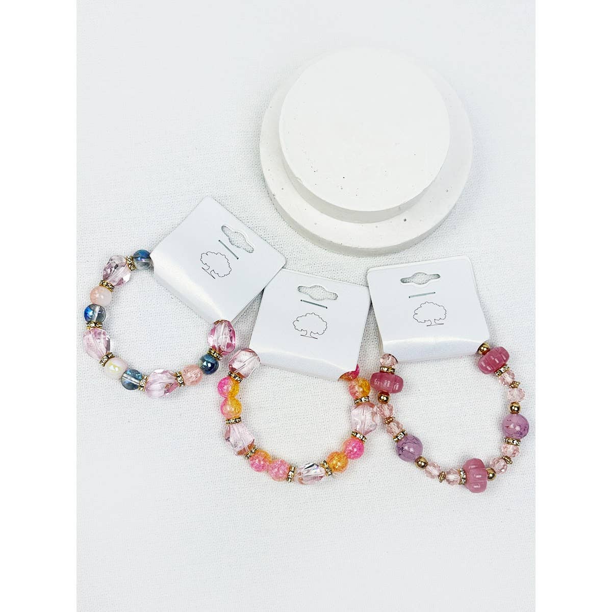 Soft Pink Shades of Mix Bead Stretch Bracelets