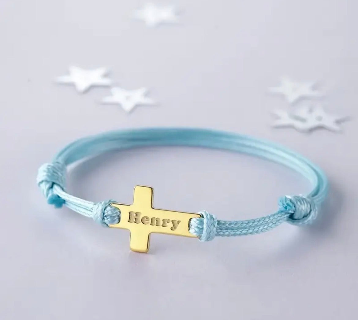 Personalized Kids Cross Bracelet