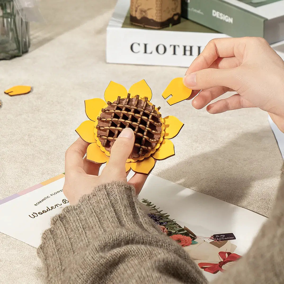 DIY 3D Wooden Flower Puzzle Bundle Pack