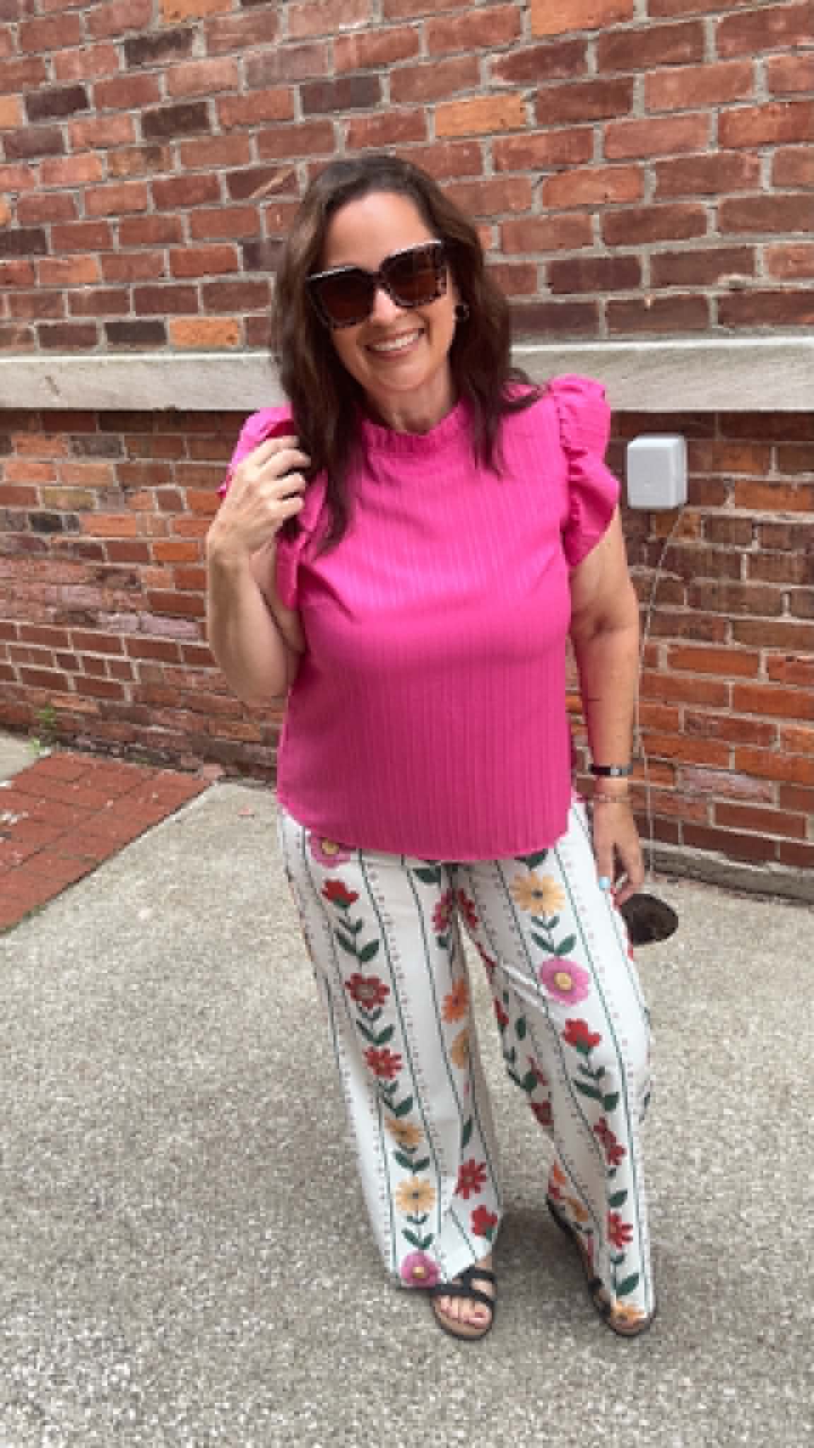 Floral And Stripe Pants