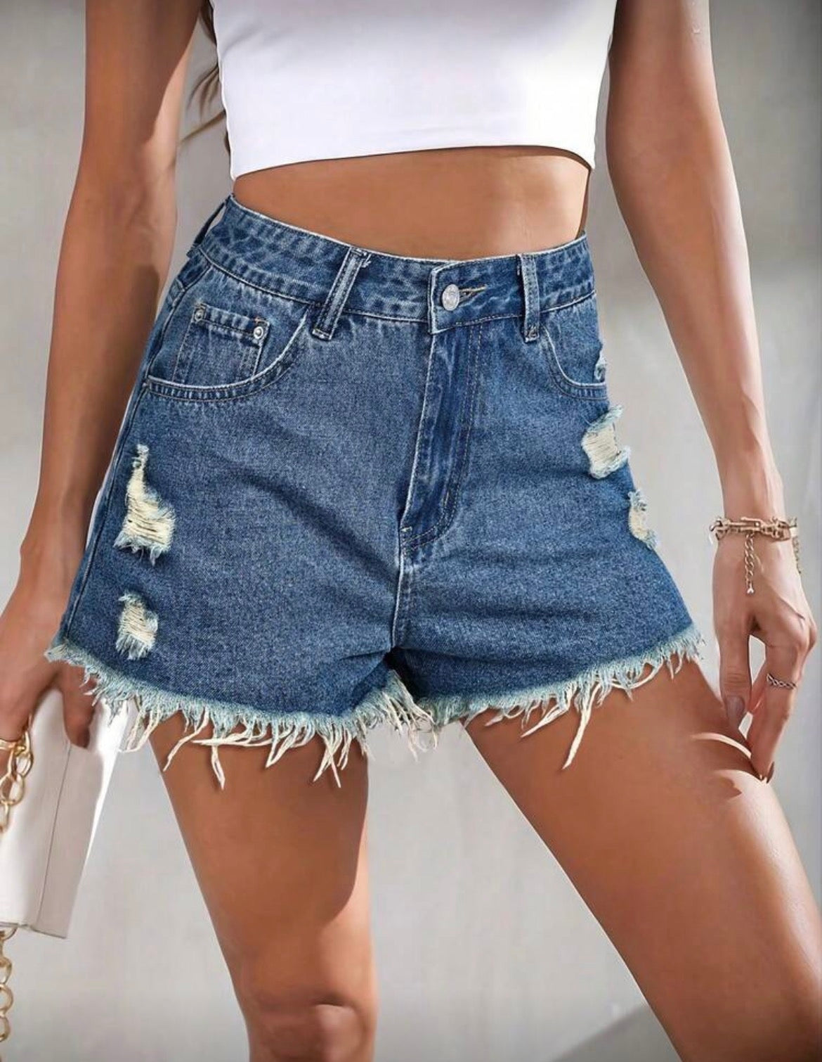 Frayed Denim Shorts