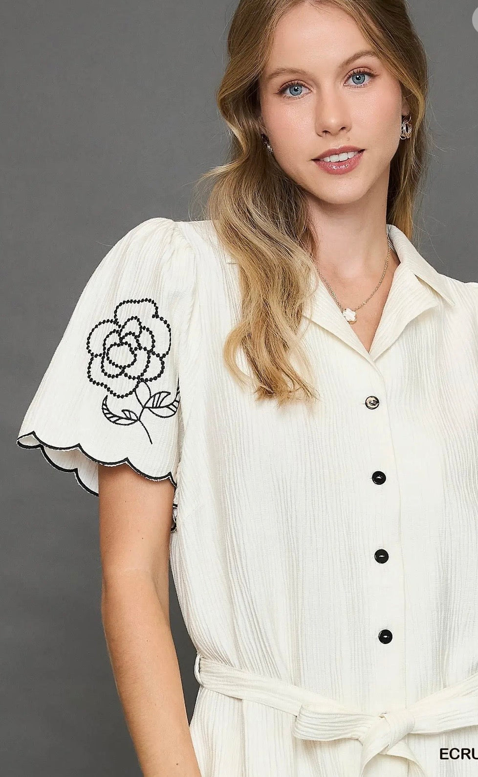 Floral Border Embroidered Dress