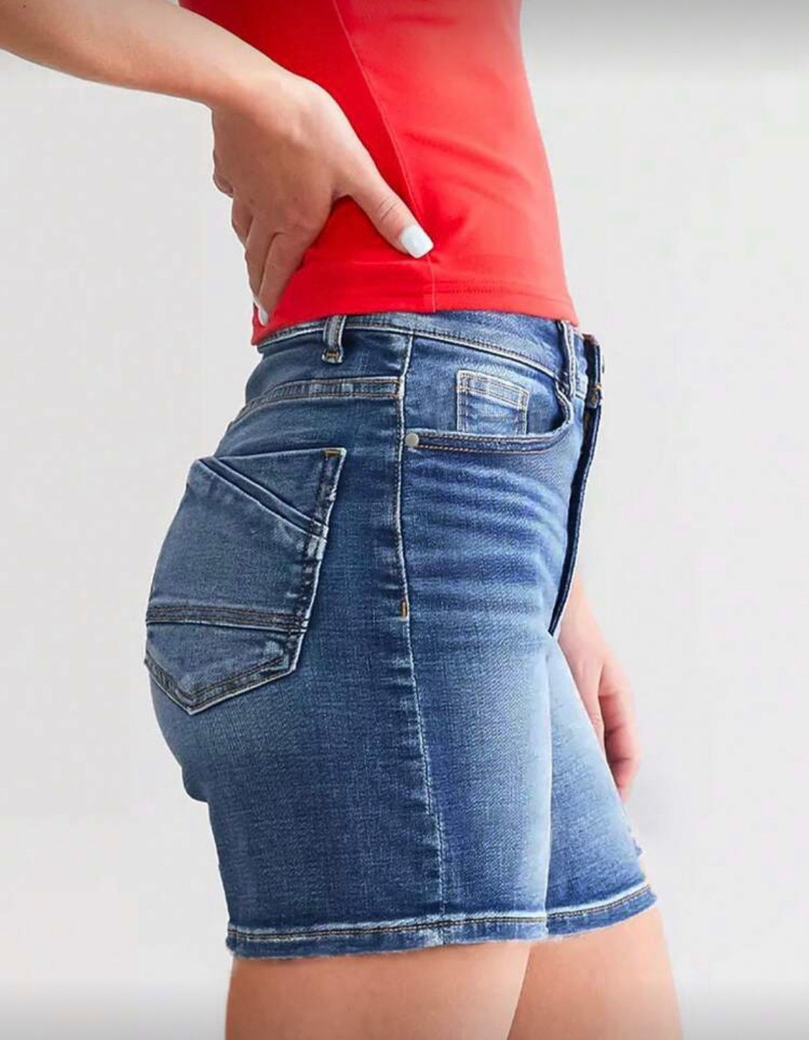 Extra Length Denim Shorts