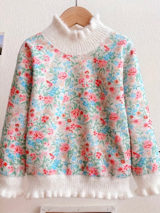 Floral Fur Lined Sweater