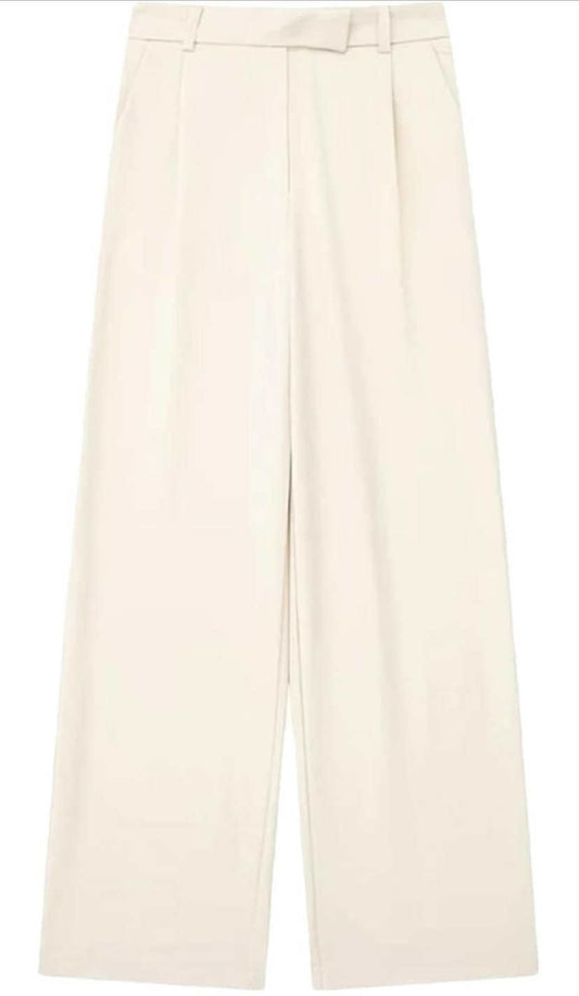 Cream Pleated Dress Pants