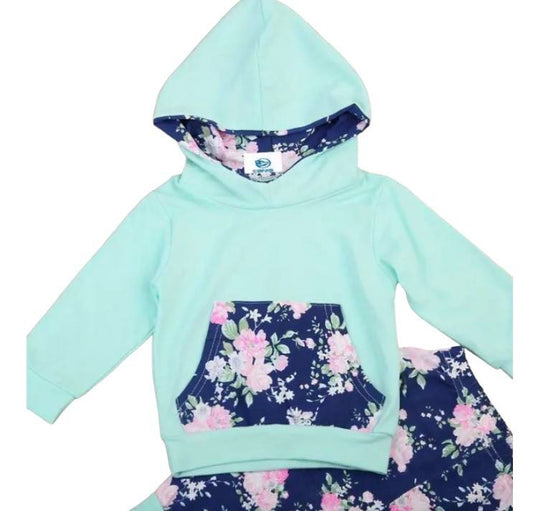 Teal and Floral Hoodie Set