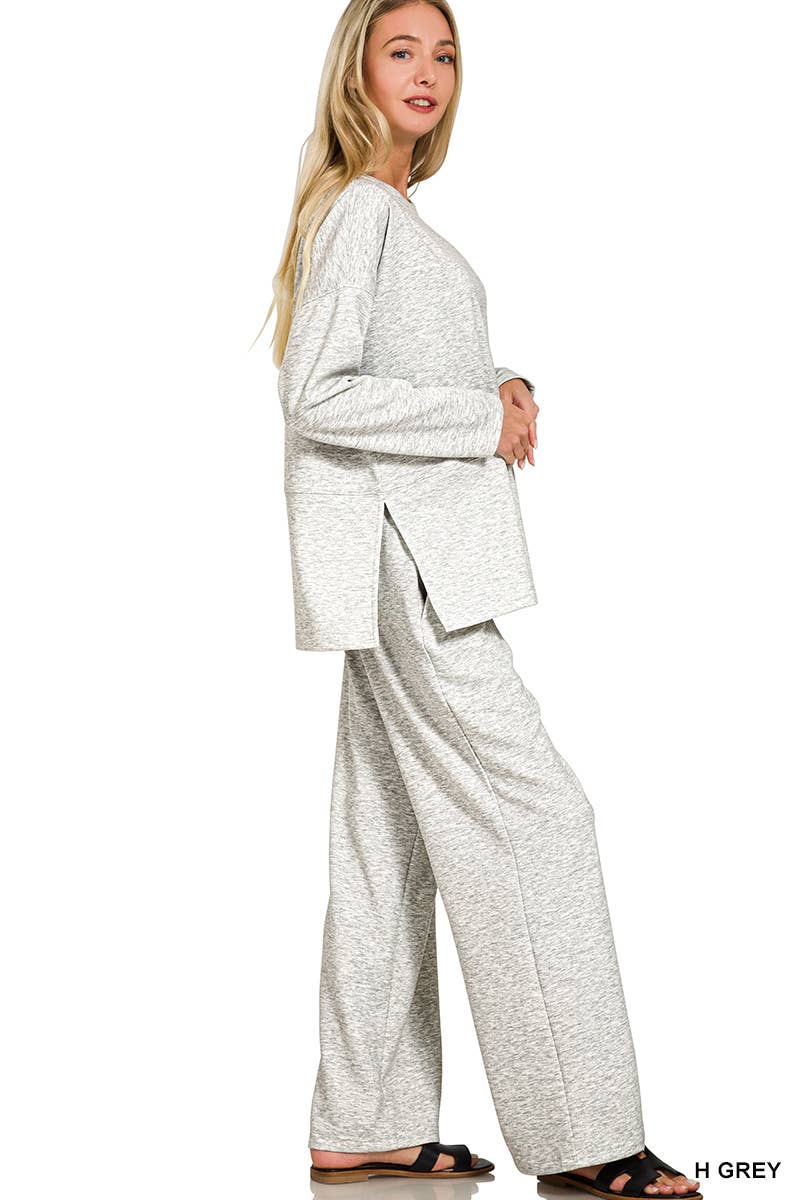 Scuba Side Slit Top & Pants Set Zenana