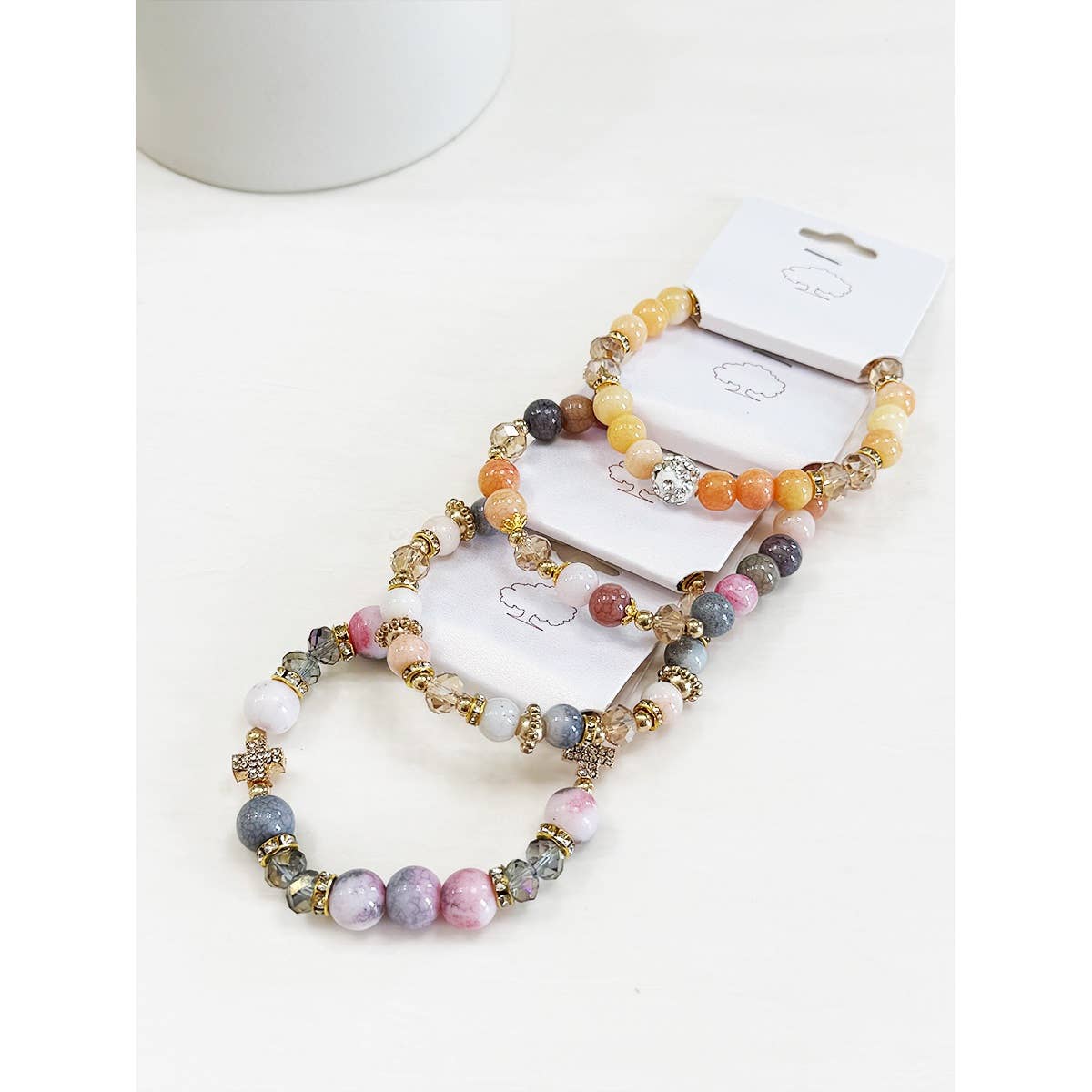 Soft Shades of Mix Bead Stretch Bracelets