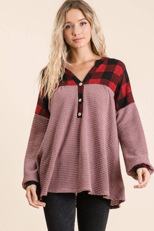 Heavy Waffle Buffalo Plaid Tunic
