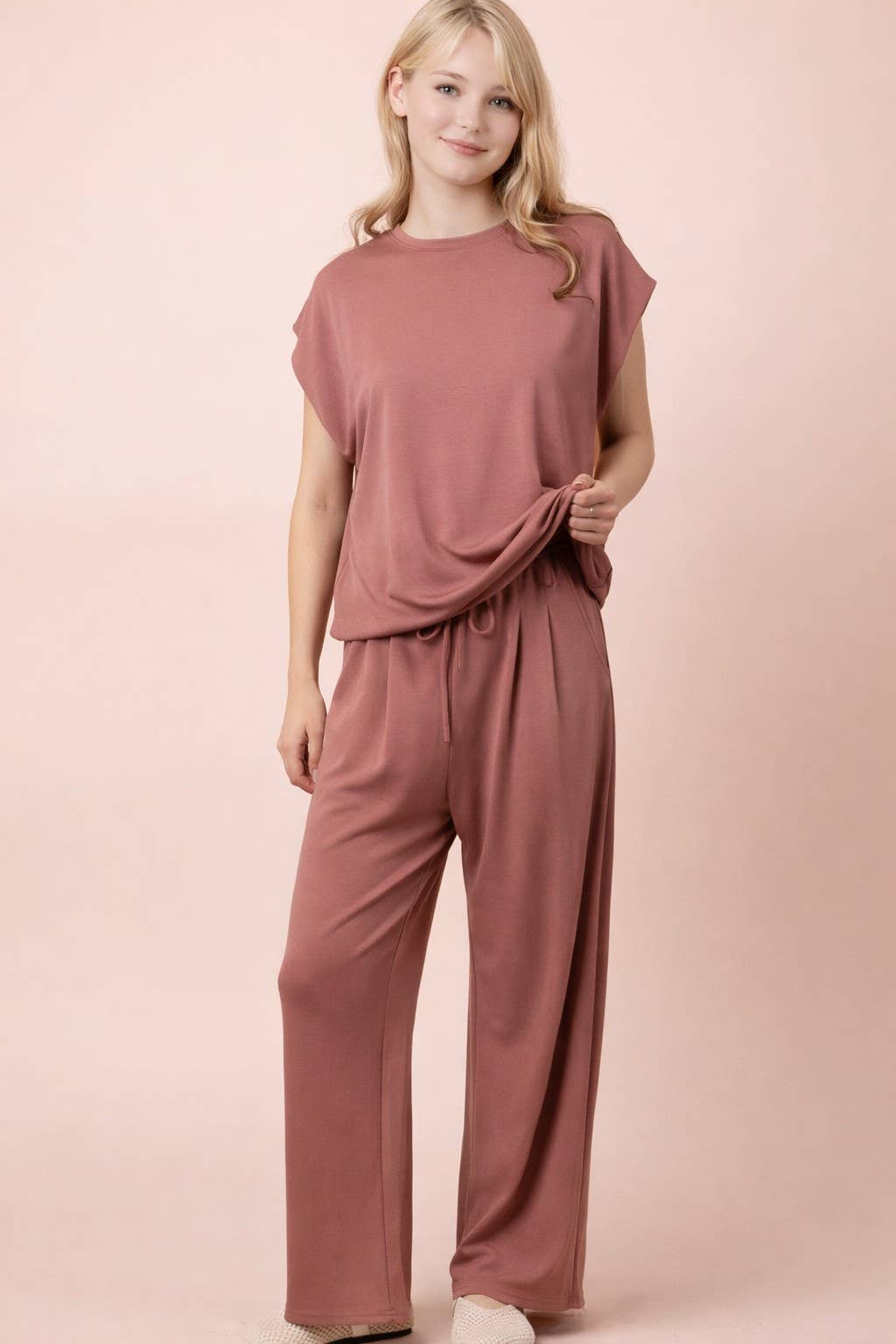 Solid Knit Comfy Top & Pants Set