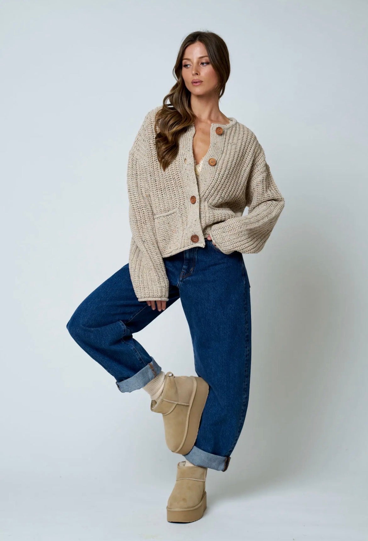 Button Down Chunky Knit Sweater