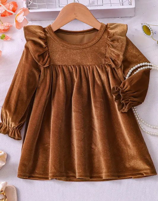 Brown Velvet Ruffle Trim