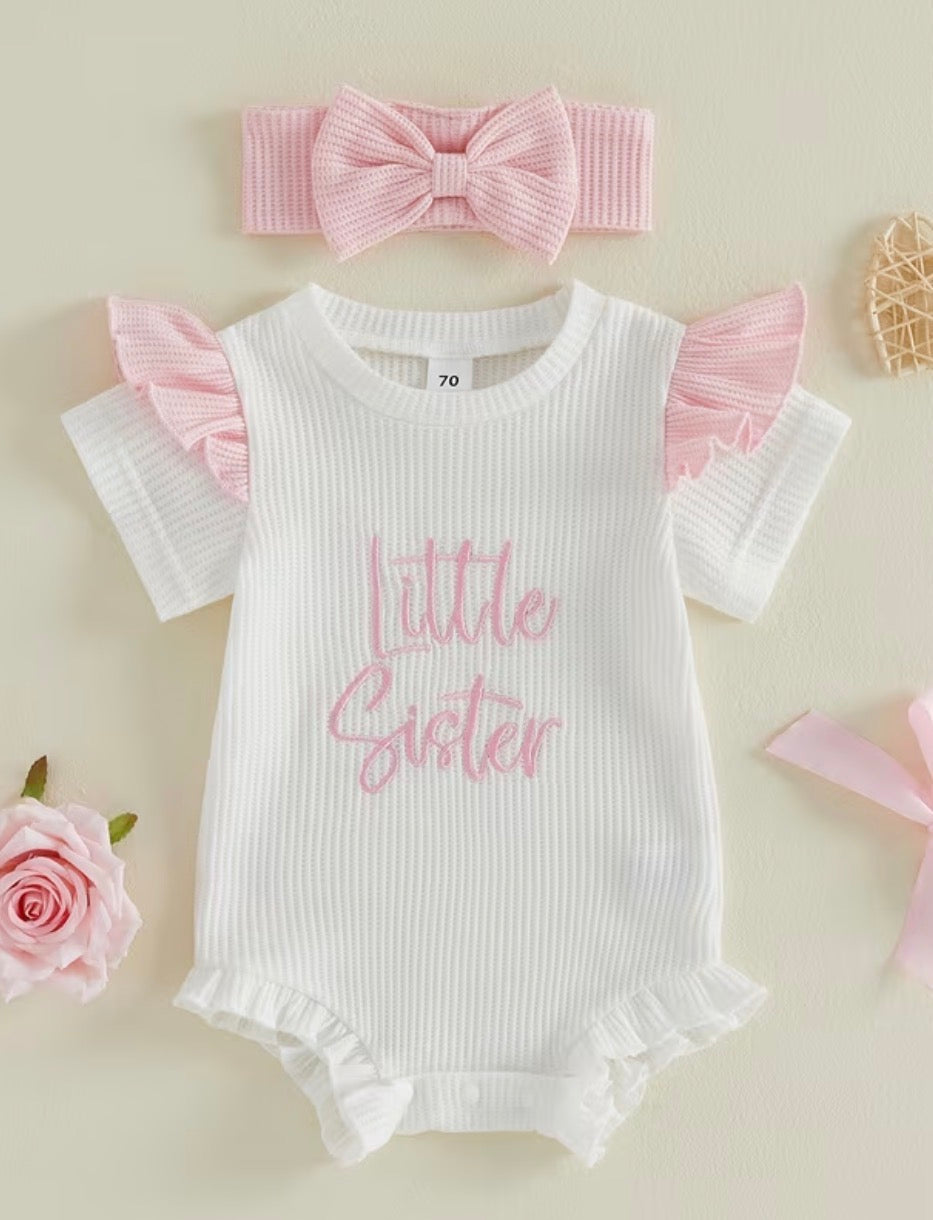 Little Sister Waffle Knit Romper