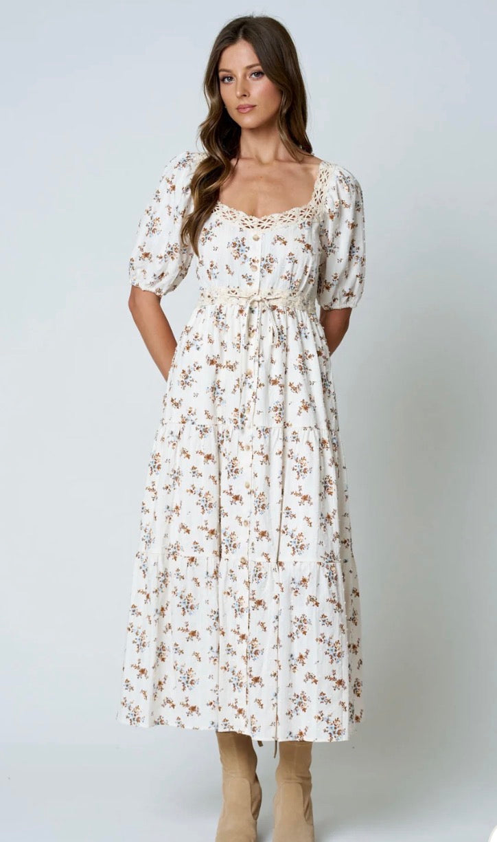 Floral Clip Dot Crochet Lace Dress
