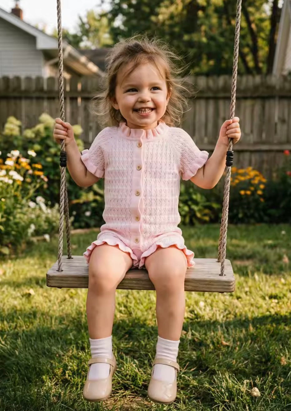 Knit Romper Ruffle Hem