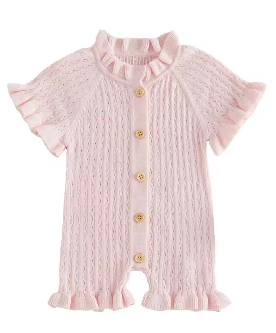Knit Romper Ruffle Hem