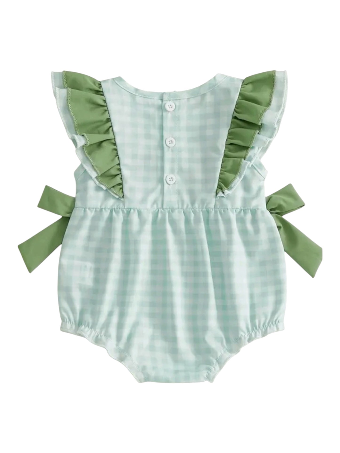 Green Plaid Farm Romper
