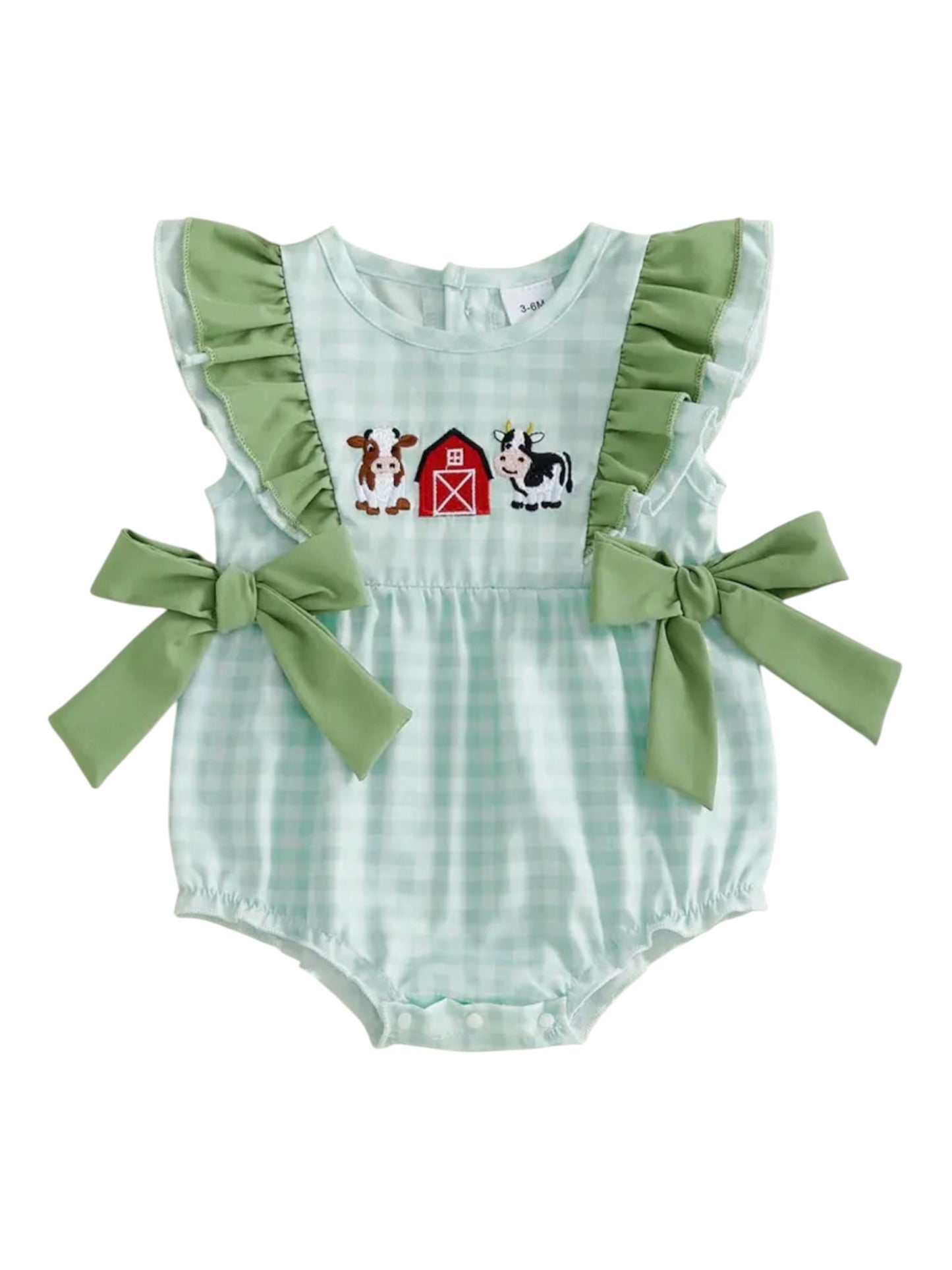 Green Plaid Farm Romper