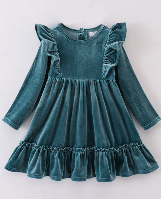 Teal Velvet Dress
