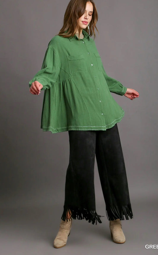 UMGEE Linen Blend Button Down