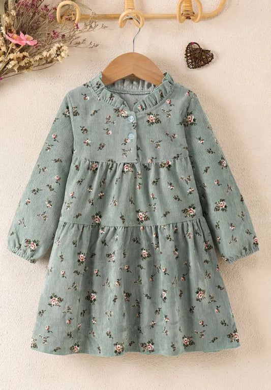 Green Corduroy Floral