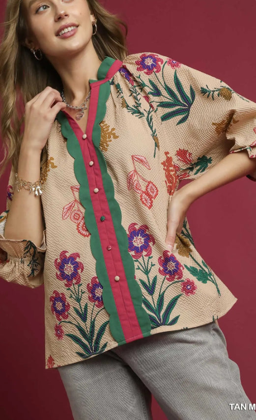 UMGEE - Mix Floral Textured Scalloped Trim