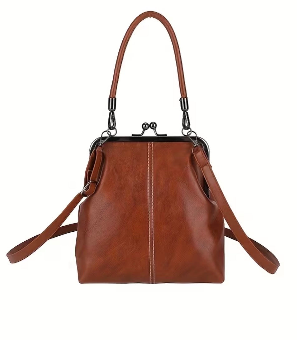 Faux Leather Shoulder Clutch Purse