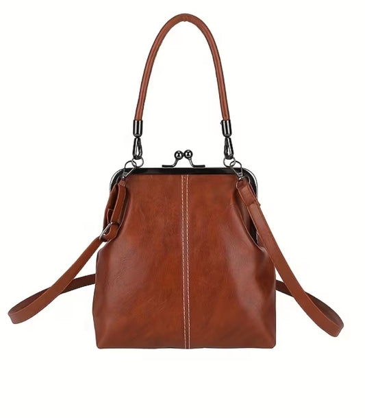 Faux Leather Shoulder Clutch Purse