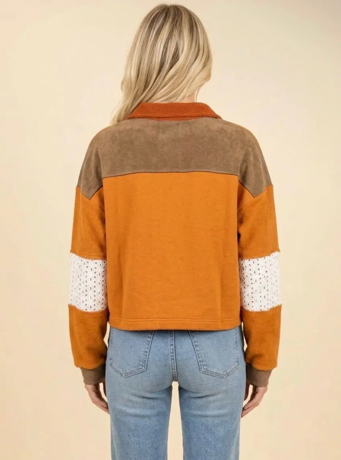 HT20053 Floral Patch Collared Colorblock
