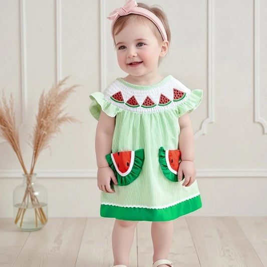 Watermelon Seersucker Dress