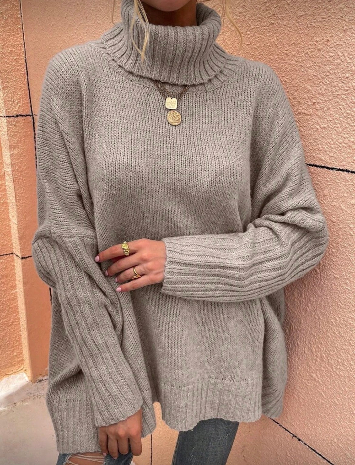 Bat Wing Turtleneck Sweater