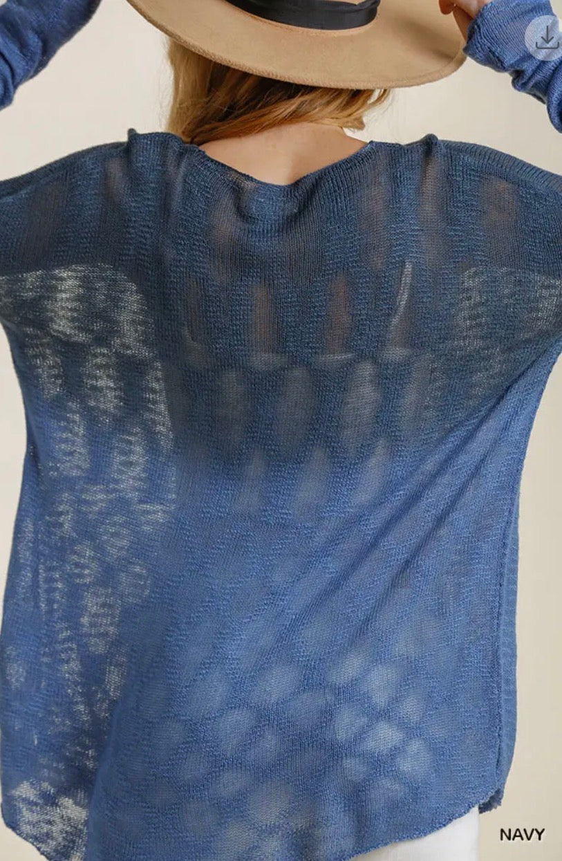 UMGEE Dip Dye Loose Knit Sweater Side Slits High Low