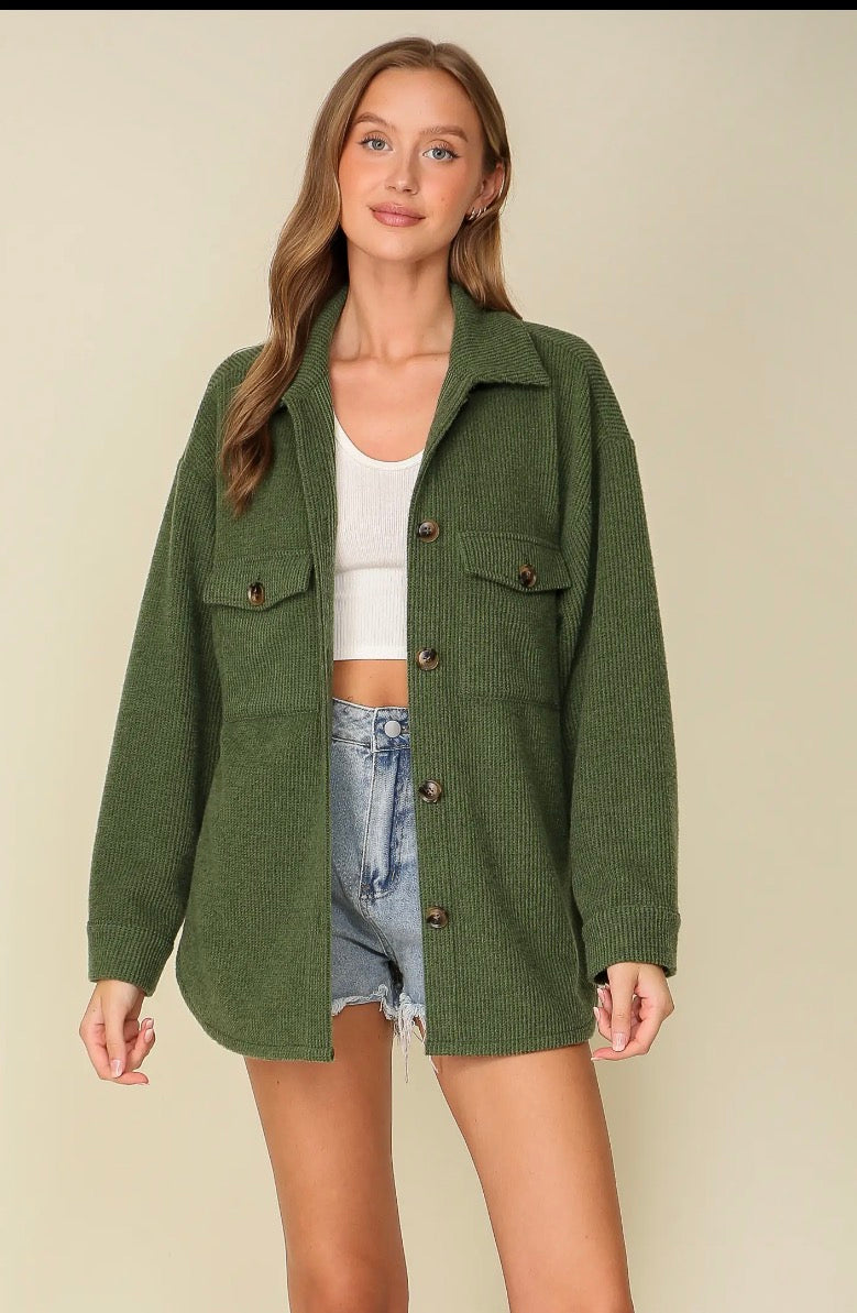 Brushed Button Down Shaket