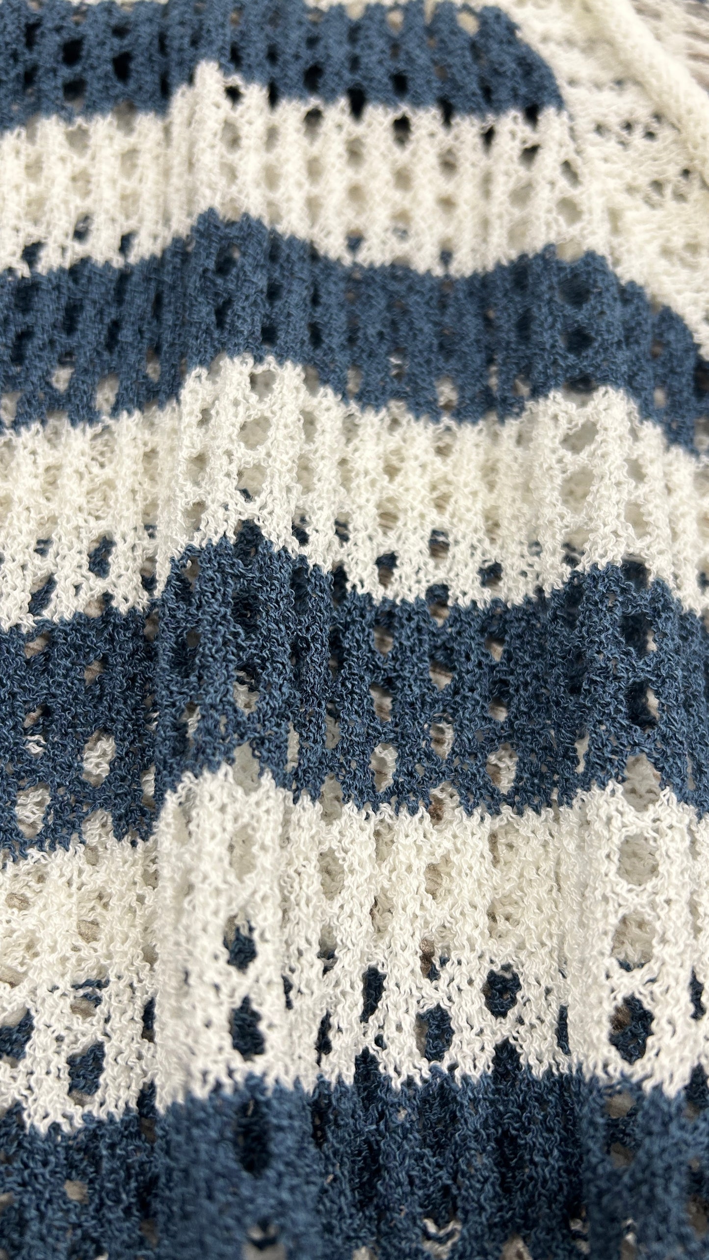 Navy & White Striped Open Knit